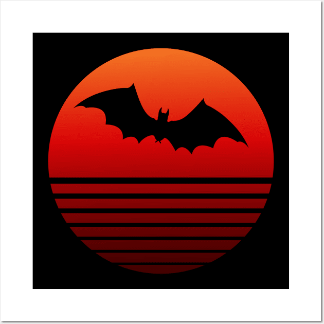 Blood Orange Bat Silhouette Wall Art by skauff